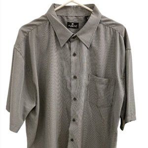 Fusione Mens Shirt XXL Short Sleeves Button Down Gray Front Pocket